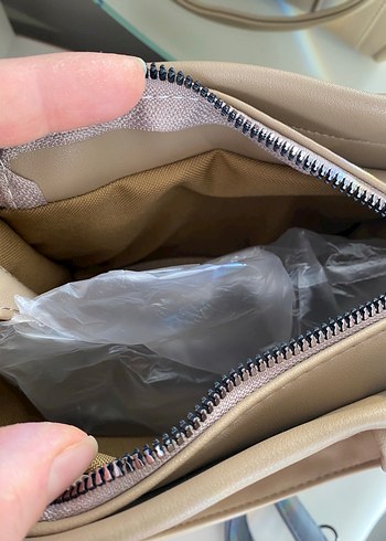 Bej Deri Kadın Çanta Fermuarlı - Görsel 3