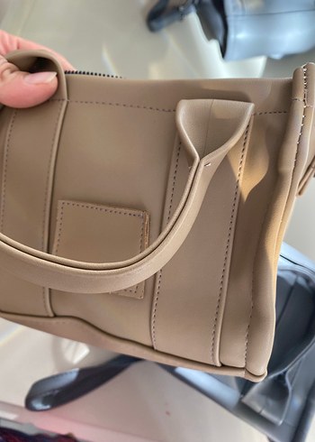 Bej Deri Kadın Çanta Fermuarlı - Görsel 2