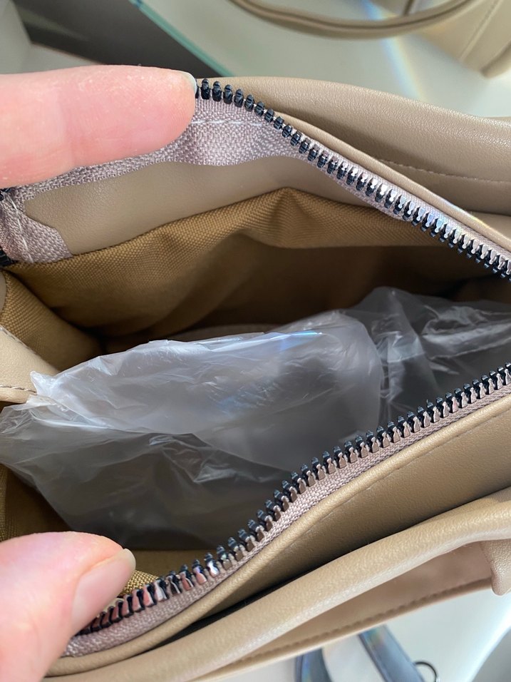 Bej Deri Kadın Çanta Fermuarlı - Görsel 3