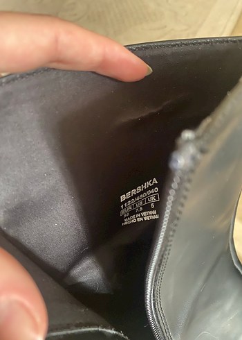 Bershka Siyah Deri Platform Topuklu Goth Bot