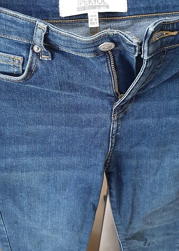 38 Beden mavi Renk Kadın Mavi Denim Midi Boy Dar Kesim Jean
