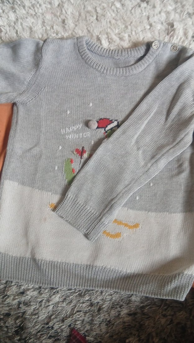 Gri Erkek Çocuk Nakışlı Triko Kazak - Görsel 2