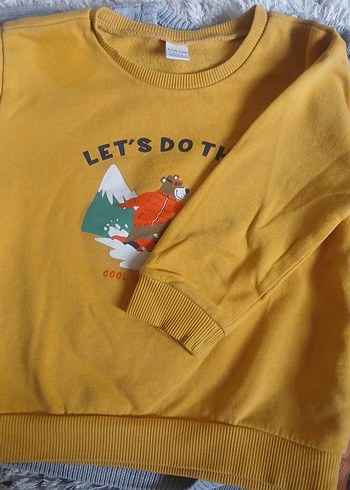 Erkek Sarı Sweatshirt Baskılı Velcro - Görsel 2