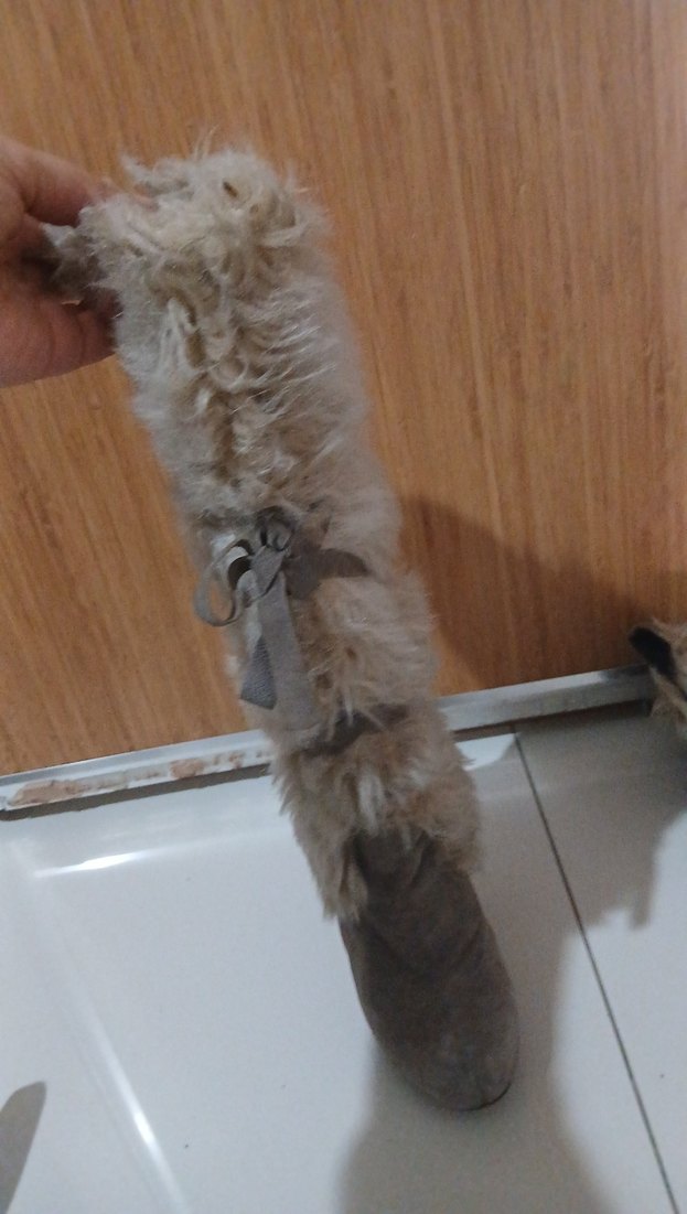 Bej Süet, Kürklü Yüksek Topuklu Kadın Çizme - Görsel 2