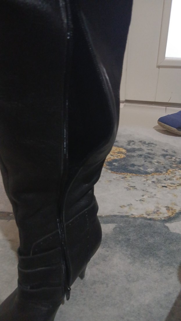 Tokalı Siyah Süet Dizüstü Topuklu Bot - Görsel 3