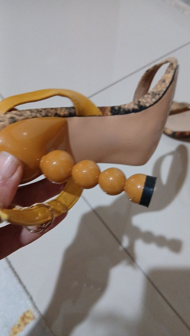 Bej Yılan Desenli Tokalı İnce Topuklu Kadın Ayakkabı - Görsel 3