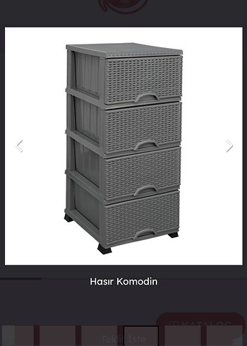 Hasır Desenli 4 Çekmeceli Komodin