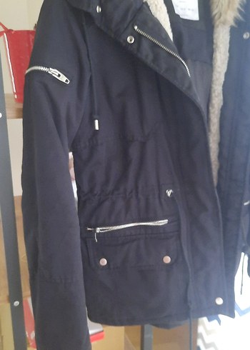Bershka Kürk Detaylı Gri Kadın Mont