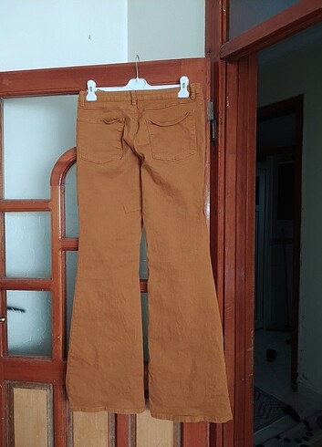 42 Beden sarı Renk İspanyol paça jeans pantolon