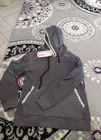 8 Yaş Beden gri Renk Kapşonlu sweatshirt 