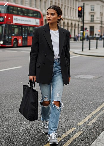 Siyah Düğmeli Kadın Blazer Ceket - Görsel 4