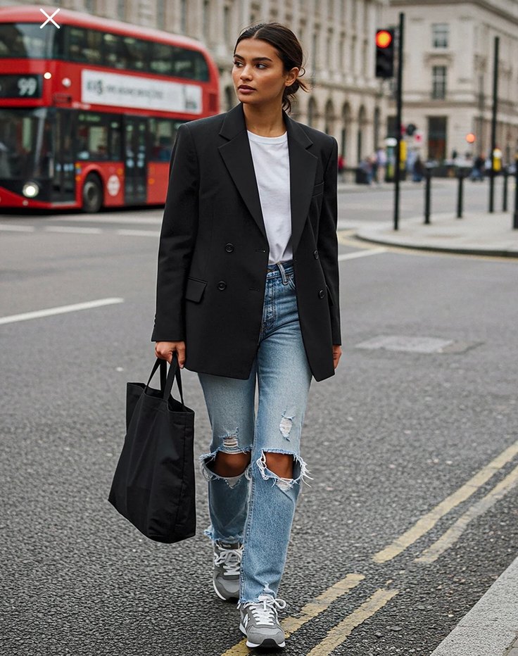 Siyah Düğmeli Kadın Blazer Ceket - Görsel 4