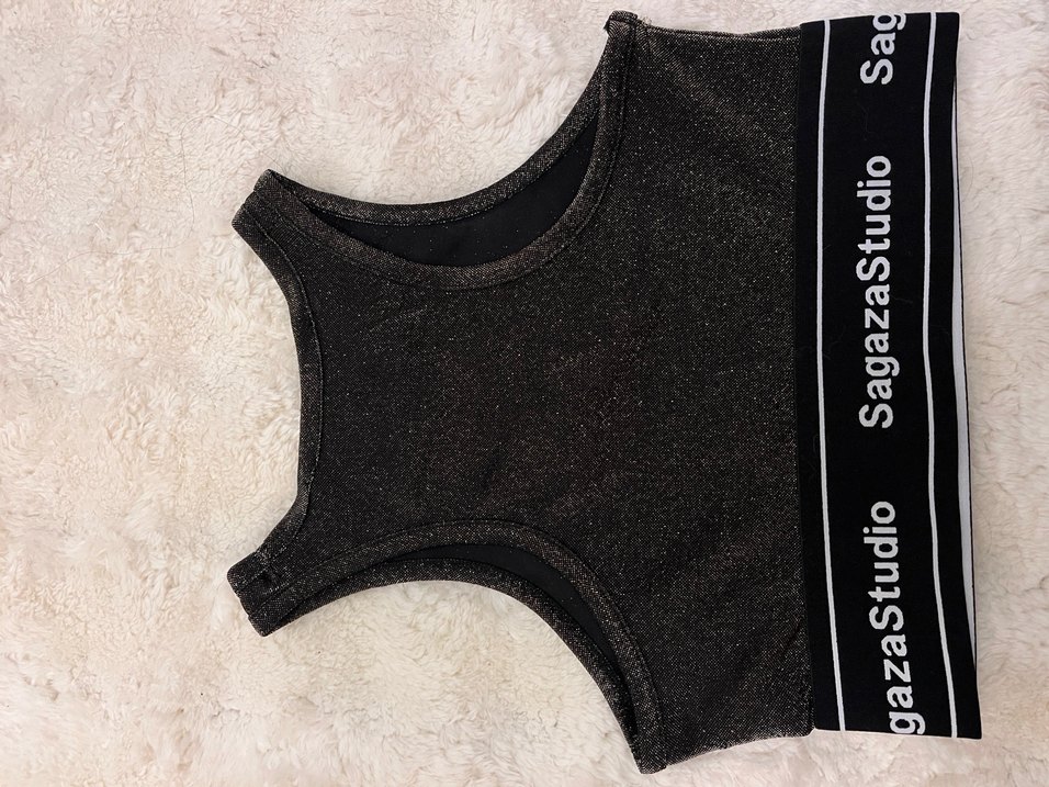 Siyah Baskılı Spor Crop Top - Görsel 2