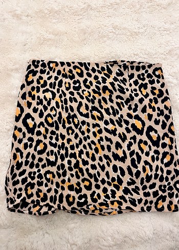 Kahverengi Leopar Desenli Mini Etek - Görsel 2