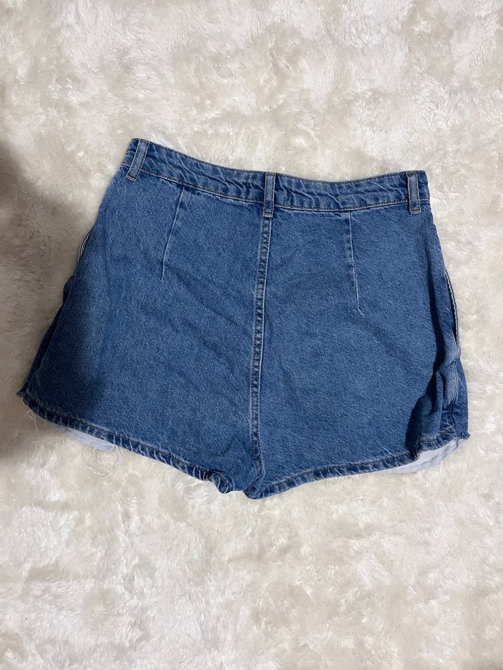 Mavi Rahat Kesim Mini Denim Etek - Görsel 2