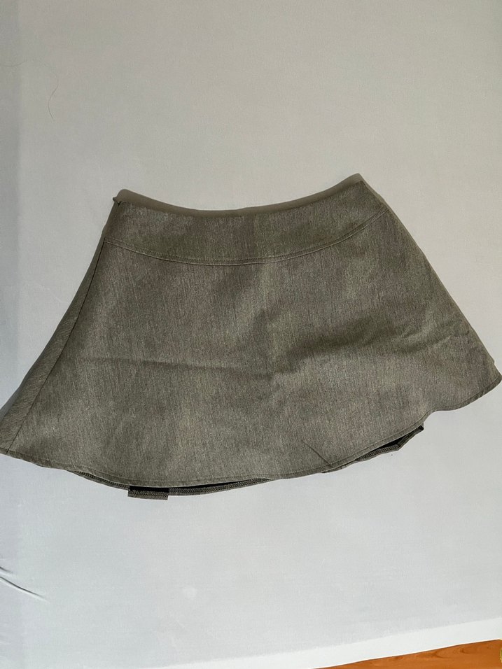 Bej Keten Pliseli Mini Etek - Görsel 2