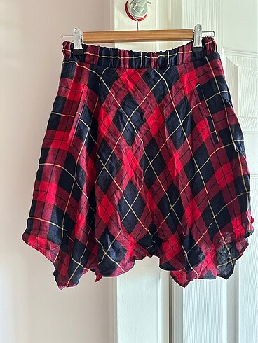 Zara asimetrik etek ekose desenli