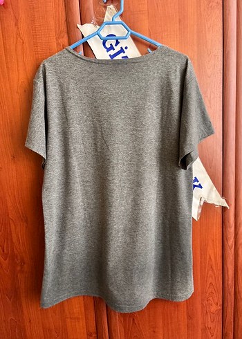 Gri Kısa Kollu Salaş Tişört - Görsel 4