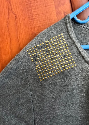 Gri Kısa Kollu Salaş Tişört - Görsel 2