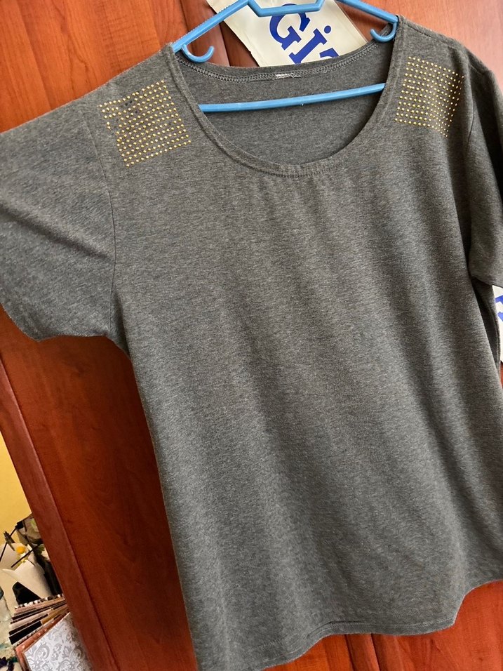 Gri Kısa Kollu Salaş Tişört - Görsel 5