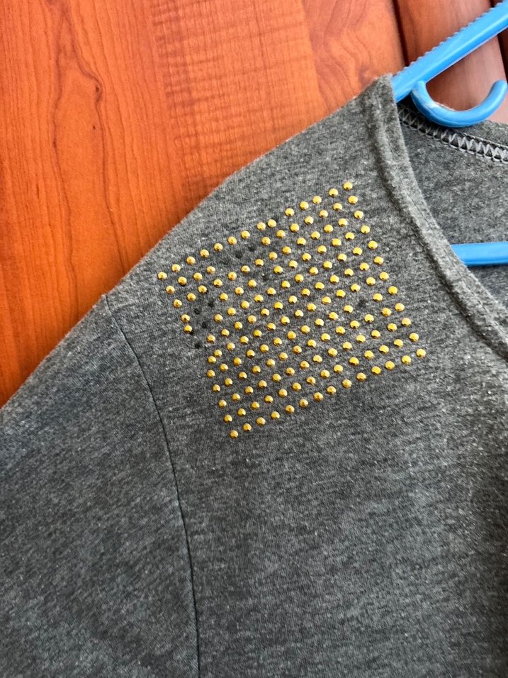 Gri Kısa Kollu Salaş Tişört - Görsel 2