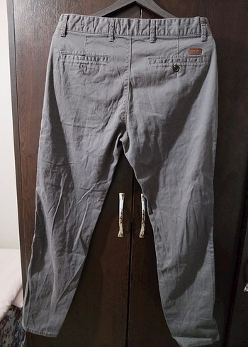 Gri Keten Erkek Pantolon, Kemerli, Normal Boy - Görsel 2
