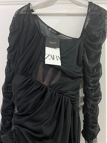 Zara Siyah transparan elbise - Görsel 2