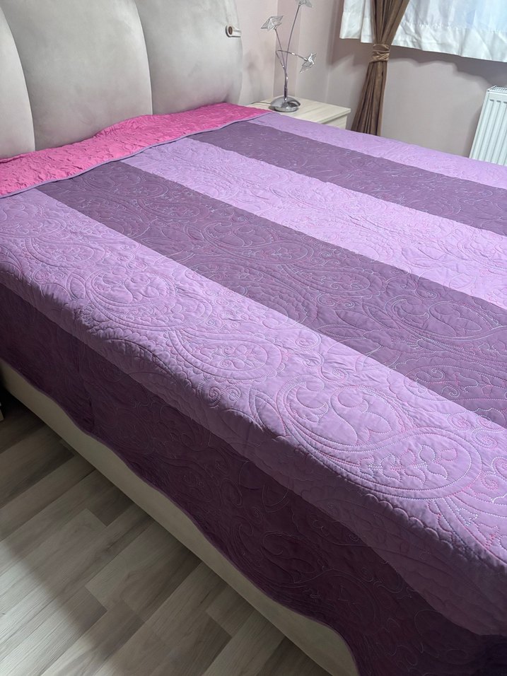 #yatak #örtüsü #çift #taraflı #kullanım #mor #lila #pembe - Görsel 2