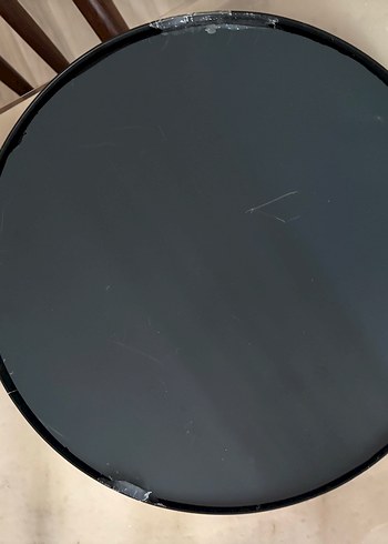  Beden Altın Detaylı Yuvarlak Koyu Çerçeveli Ayna