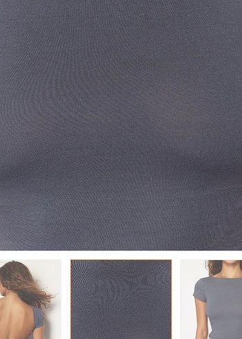 Gri V Yaka Kısa Kollu Denim Bluz - Görsel 5