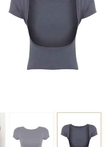 Gri V Yaka Kısa Kollu Denim Bluz - Görsel 8