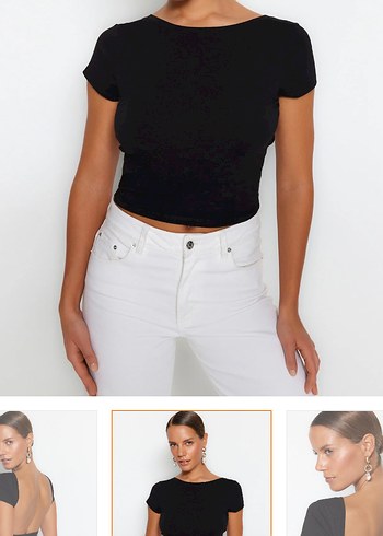 Siyah V Yakalı, Sırtı Açık Kadın Bluz - Görsel 2