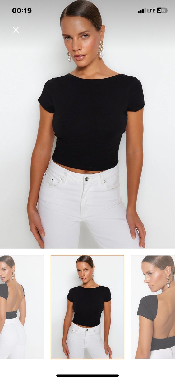 Siyah V Yakalı, Sırtı Açık Kadın Bluz - Görsel 2