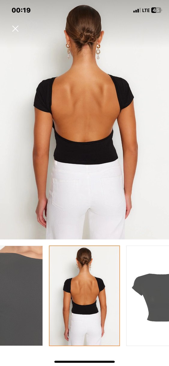 Siyah V Yakalı, Sırtı Açık Kadın Bluz - Görsel 5