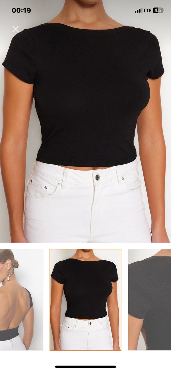 Siyah V Yakalı, Sırtı Açık Kadın Bluz - Görsel 4