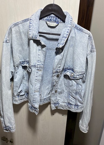 Gri Düğmeli Kadın Denim Ceket - Görsel 5