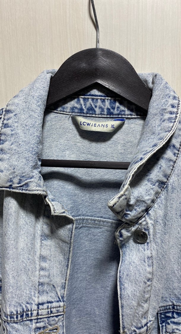 Gri Düğmeli Kadın Denim Ceket - Görsel 3