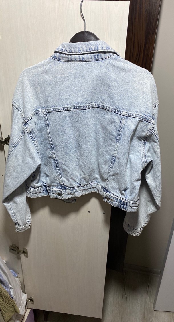 Gri Düğmeli Kadın Denim Ceket - Görsel 4