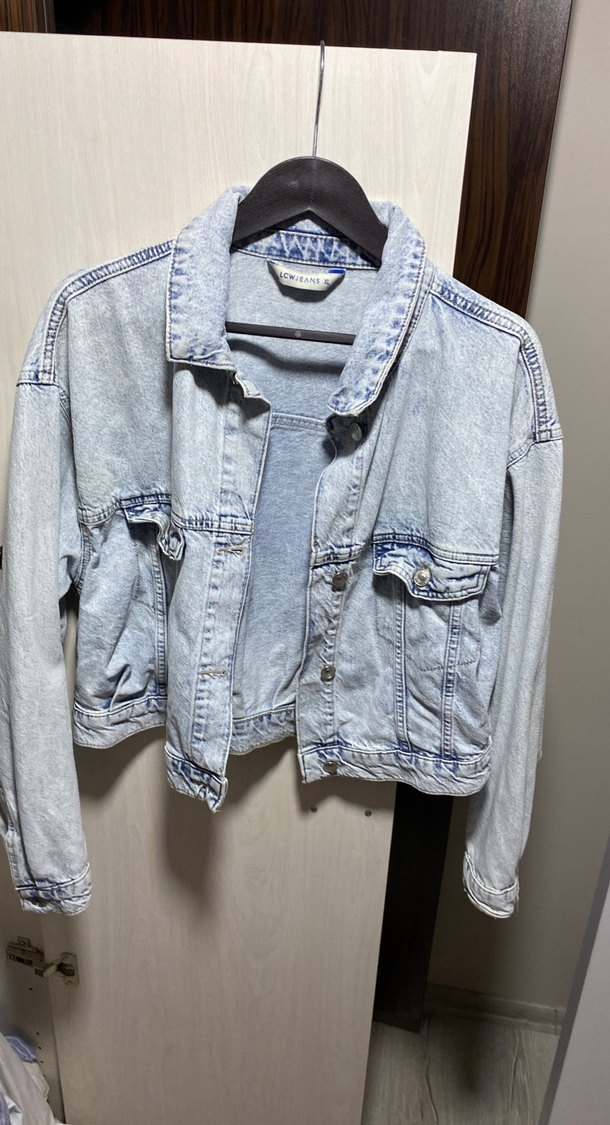 Gri Düğmeli Kadın Denim Ceket - Görsel 5