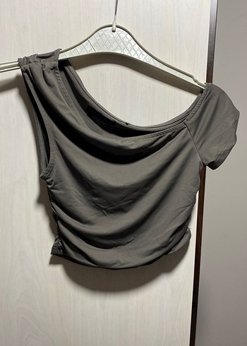 Gri Straplez Kadın Crop Top - Görsel 3