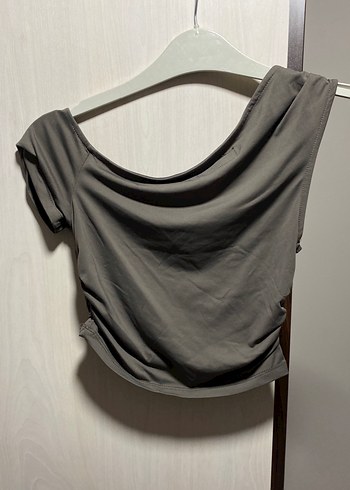 Gri Straplez Kadın Crop Top - Görsel 2