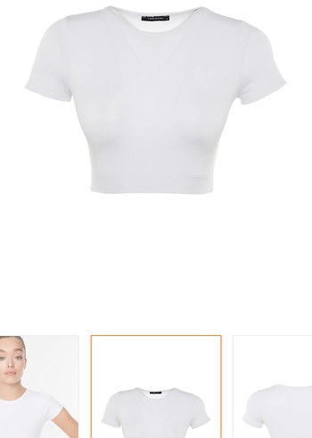 Beyaz Kadın Kısa Crop Top - Görsel 5