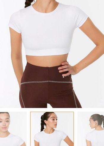 Beyaz Kadın Kısa Crop Top - Görsel 2