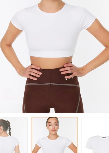 Beyaz Kadın Kısa Crop Top - Görsel 4