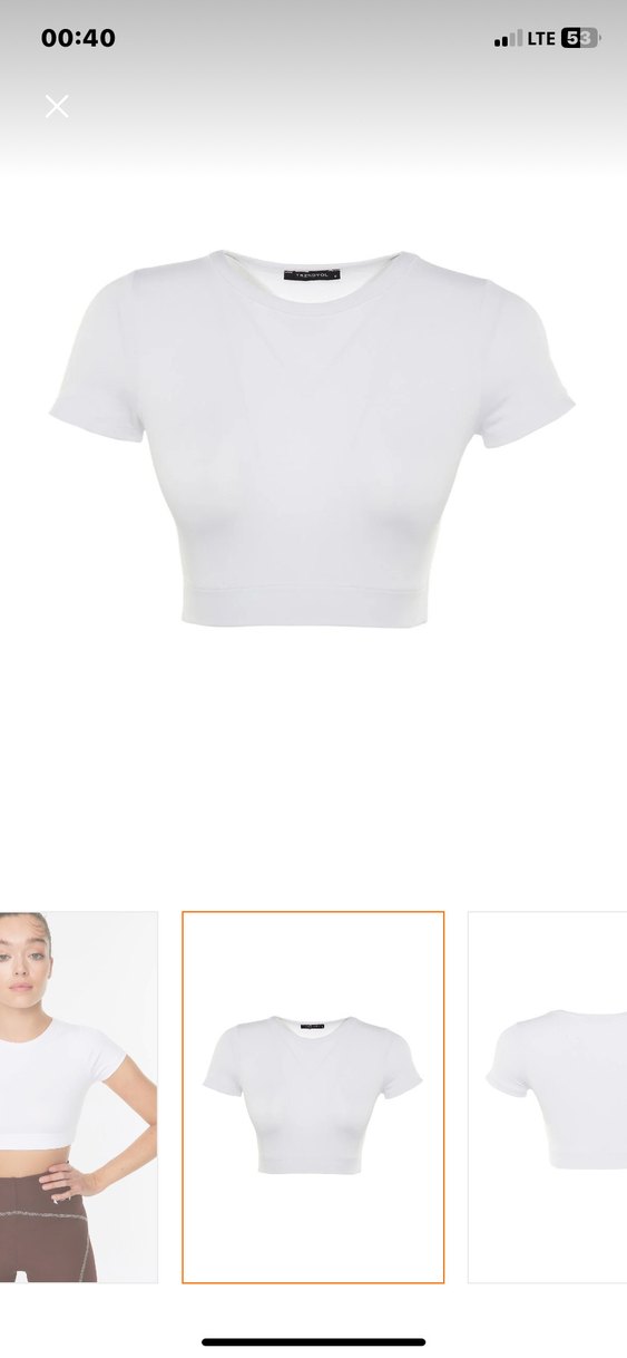 Beyaz Kadın Kısa Crop Top - Görsel 5