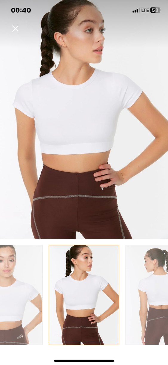 Beyaz Kadın Kısa Crop Top - Görsel 2