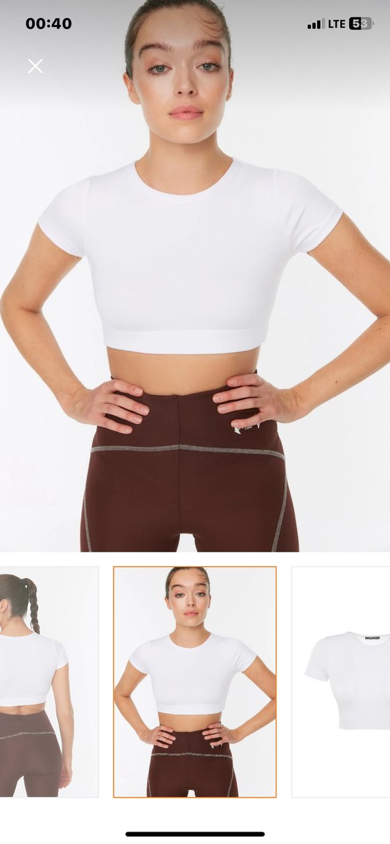 Beyaz Kadın Kısa Crop Top - Görsel 4