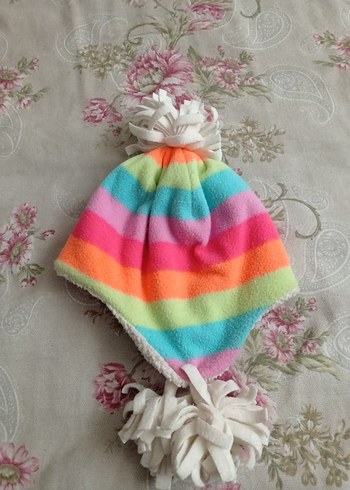 Renkli Çocuk Bere, Örgü ve Bağcıklı - Görsel 2