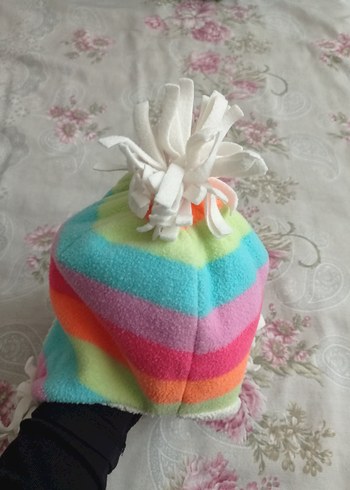 Renkli Çocuk Bere, Örgü ve Bağcıklı - Görsel 4