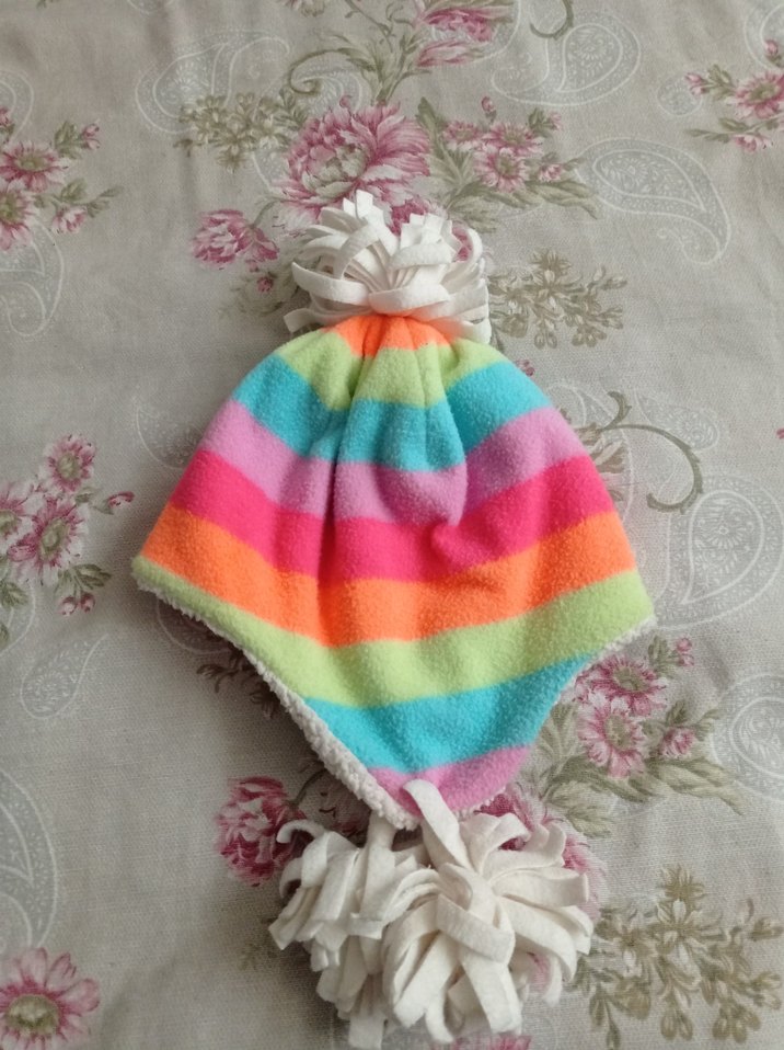 Renkli Çocuk Bere, Örgü ve Bağcıklı - Görsel 2